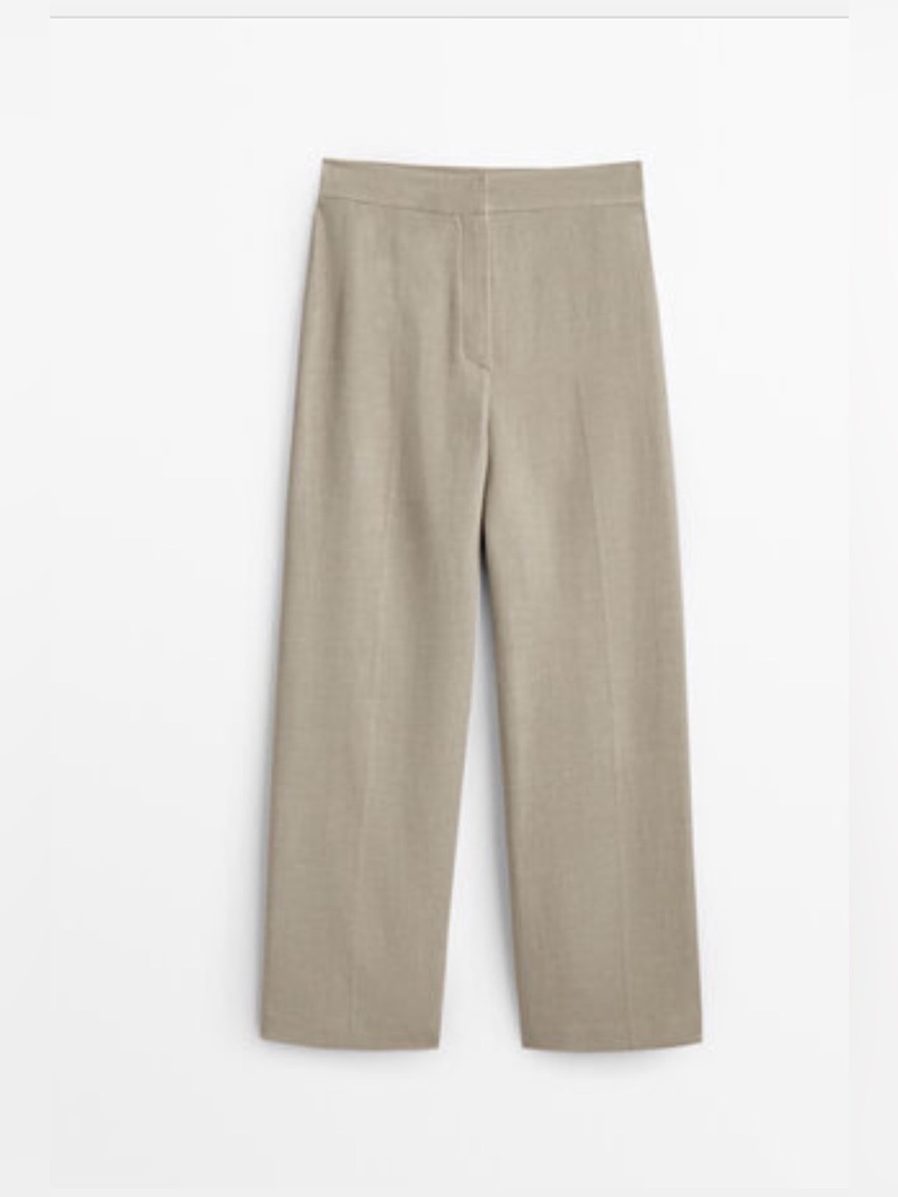 Massimo Dutti Light Gray Wide-Leg Trousers
